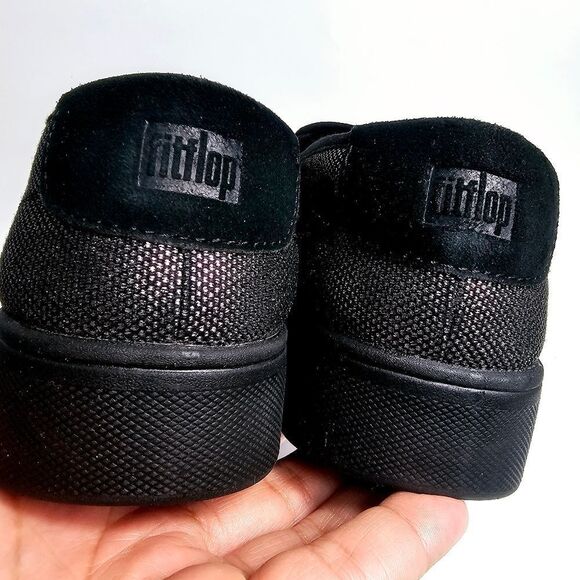 NEW FitFlop RALLY Glitz Canvas Skate Trainers Silver Black SIZE 10 - Picture 5 of 10